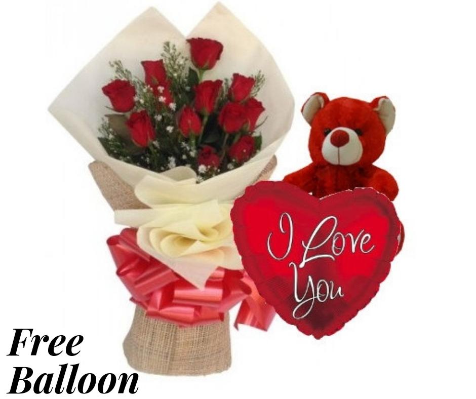 Red Roses Bouquet and Teddy with Free Balloon product908